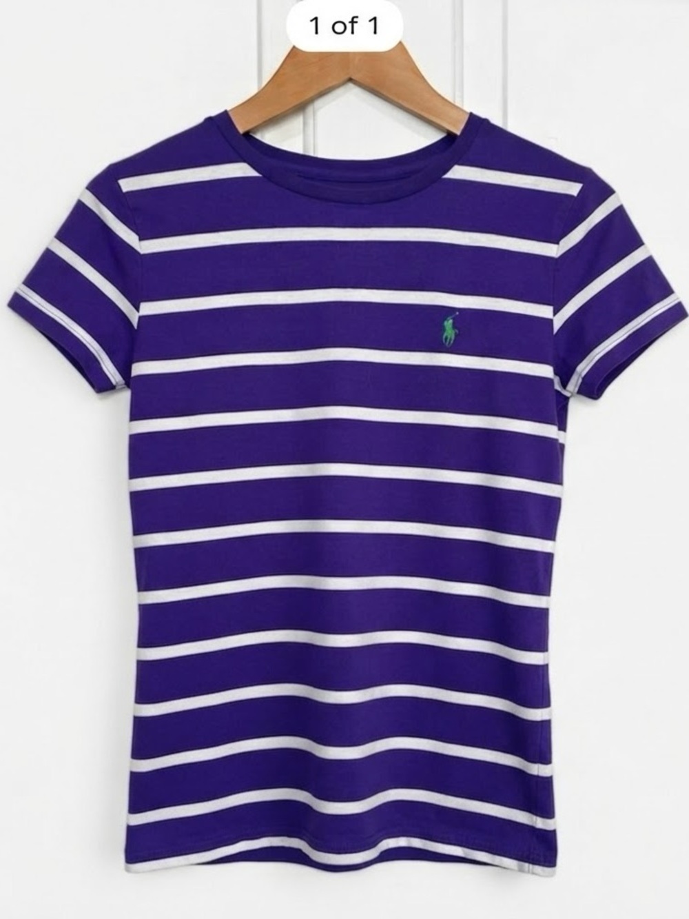 Ralph Lauren Purple & White Striped Short Sleeve Tee